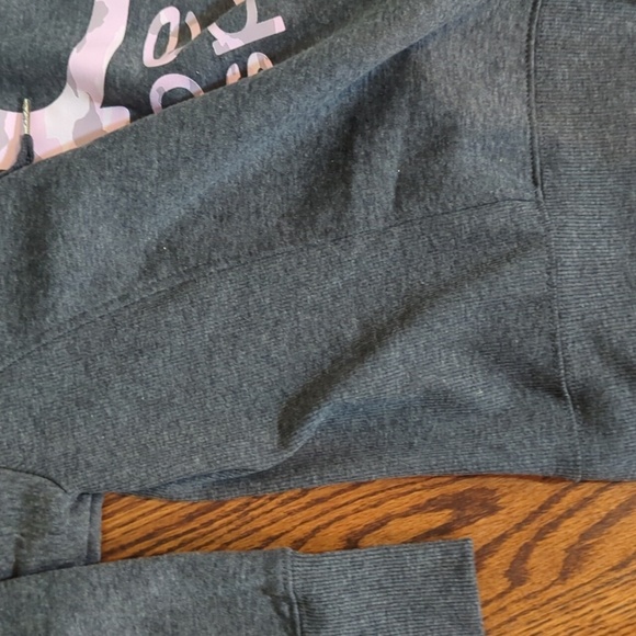 Bebe Sport Gray Fleece Hoodie with Pink camoflage Print Logo NWT Sz 3x - Picture 7 of 9